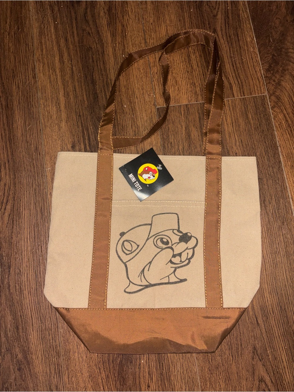 NWT Buc-ee’s Canvas Mini Tote Bag with Character Graphic - Brown/Tan